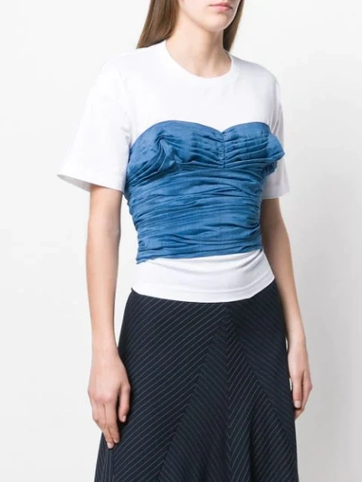 Shop Junya Watanabe Contrast Ruched-detail T-shirt In White