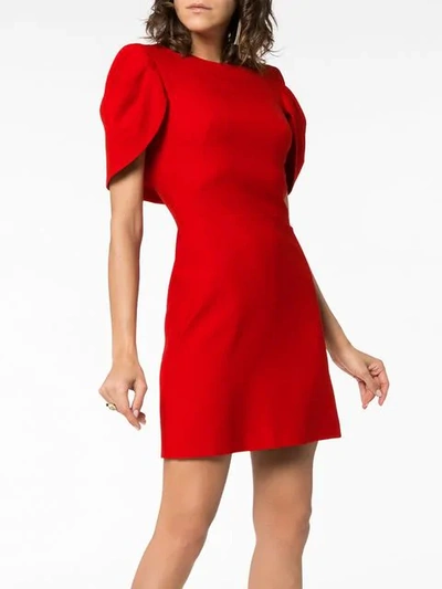 Shop Alexander Mcqueen Cape Silk Mini Dress In 6610 Red