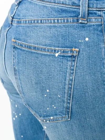 Shop Veronica Beard Paint Splatter Cropped Jeans In Blue