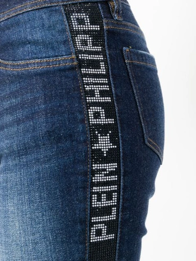 Shop Philipp Plein Logo Strass Jeans In Blue