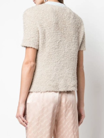 Shop Off-white Logo Patch Fluffy Knit Top In Neutrals