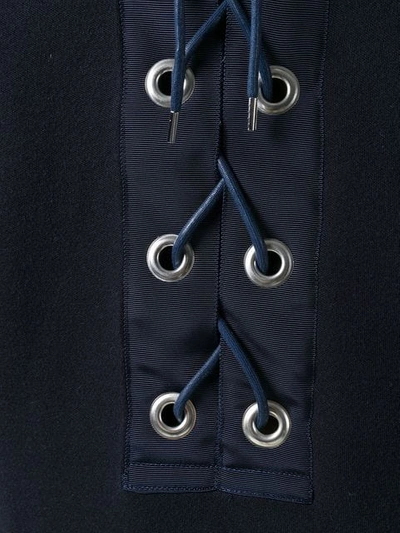 Shop Sacai Lace Up Detail Shift Dress - Blue