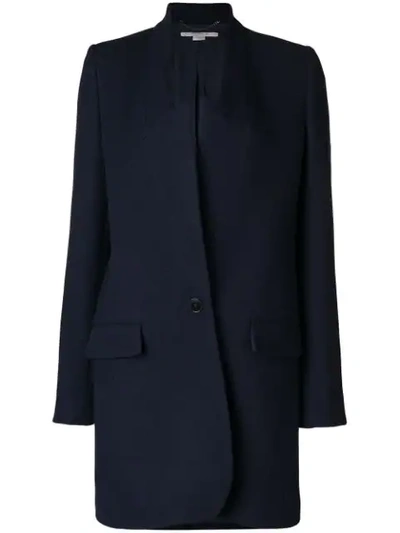 Shop Stella Mccartney Collarless Wrap Coat In Blue