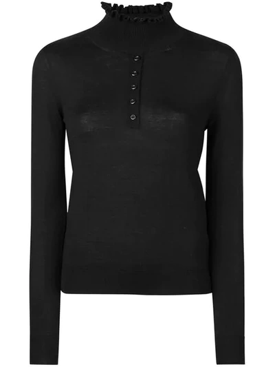 Shop Carven Knit Buttoned Top In Black