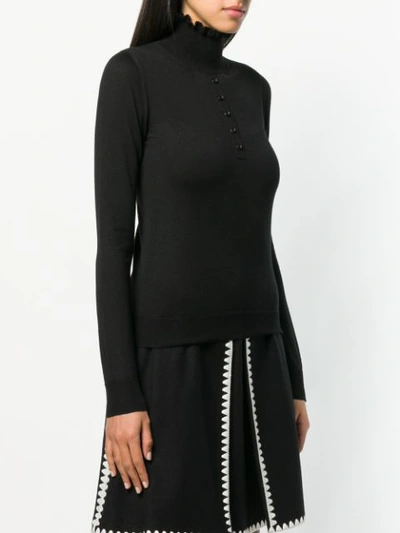 Shop Carven Knit Buttoned Top In Black