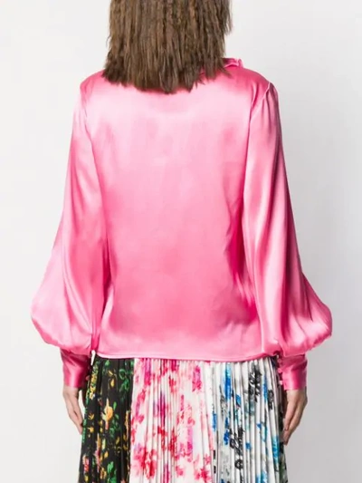 Shop Msgm Pussy Bow Ruffled Shirt In Pink