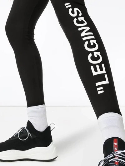 Shop Off-white Logo Wait Printed Leggings In Black