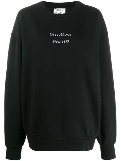 Shop Acne Studios Cut Out Logo Sweater In Black