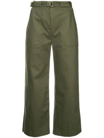 Shop Rag & Bone Cropped High Rise Trousers In Green