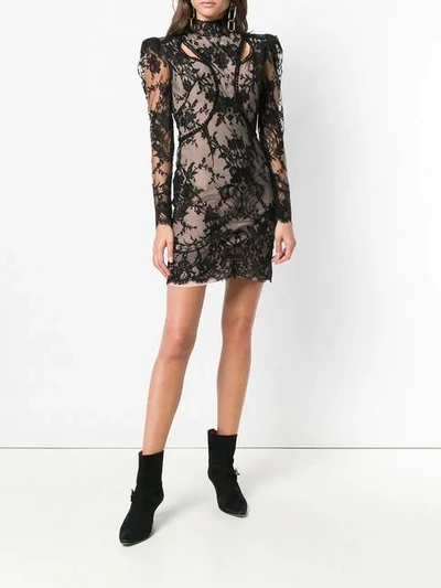 Shop Alexander Mcqueen Layered Lace Fitted Dress In Black