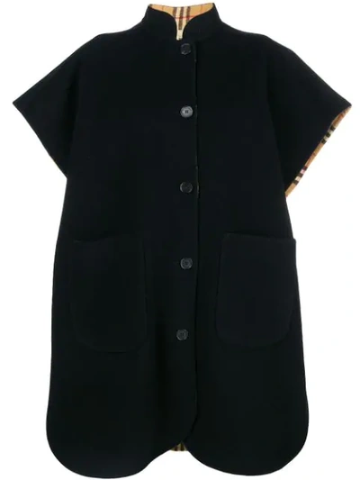 Shop Burberry Loose Fitted Cape Coat In Black