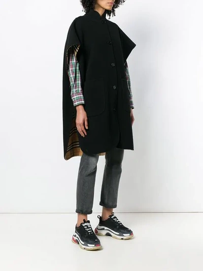 Shop Burberry Loose Fitted Cape Coat In Black