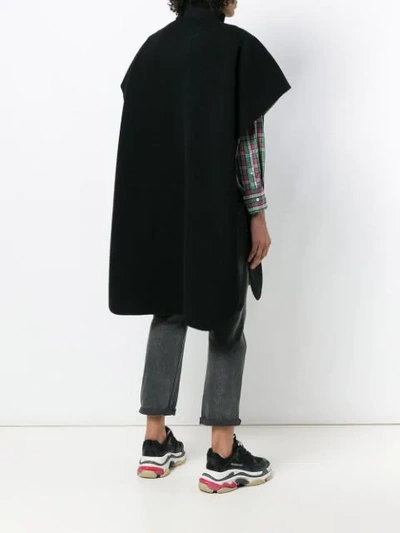 Shop Burberry Loose Fitted Cape Coat In Black