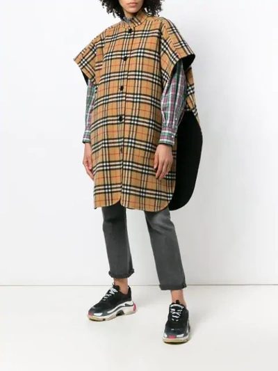 Shop Burberry Loose Fitted Cape Coat In Black