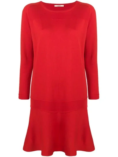 Shop Odeeh Flared Shift Dress In Red