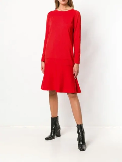 Shop Odeeh Flared Shift Dress In Red