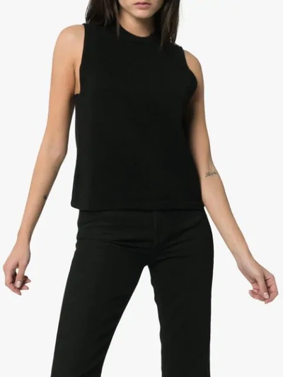 Shop Carcel Tuck Sleeveless Alpaca Wool T-shirt In Black