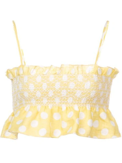 Shop Lisa Marie Fernandez Selena Smocked Top In Yellow