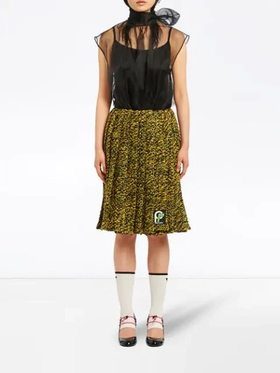 Shop Prada Short Pleated Skirt - Yellow
