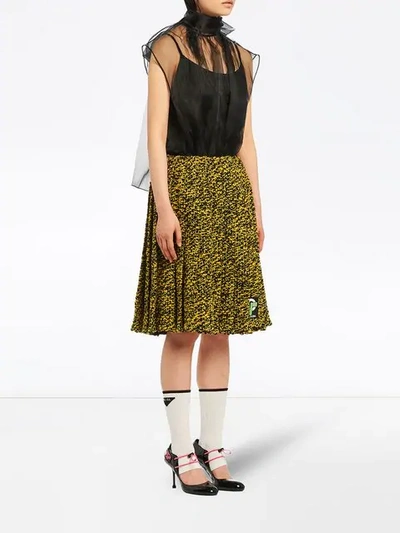Shop Prada Short Pleated Skirt - Yellow