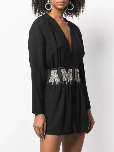 Shop Amen Crystal Embellished Mini Dress In Black