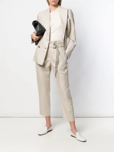 Shop Brunello Cucinelli Double Breasted Blazer In Neutrals