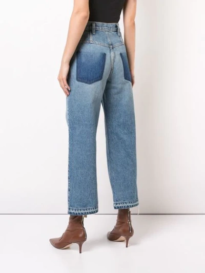 Shop Monse Leather Pocket Jeans In Blue