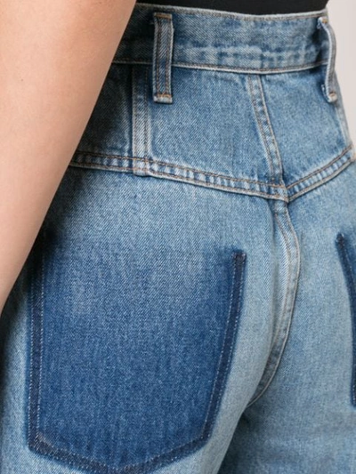 Shop Monse Leather Pocket Jeans In Blue