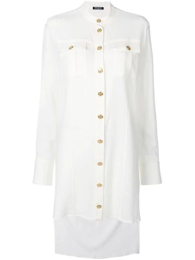 Shop Balmain Elongated Loose Blouse In White