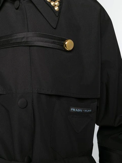 Shop Prada Studded Collar Trench Coat In Black