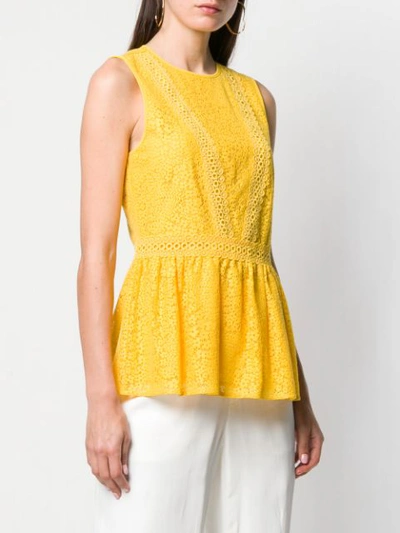 Shop Michael Michael Kors Geometric Floral Lace Top - Yellow