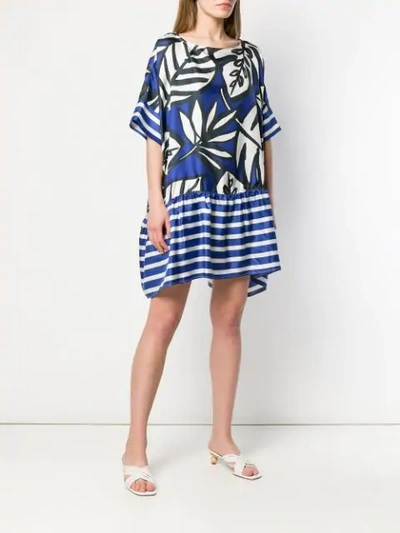 Shop Altea Leaf Patterned Dress - Blue