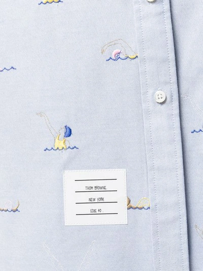 Shop Thom Browne Syncrhonized Swimmer Shirtdress In Blue