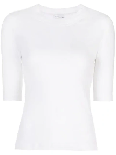 Shop Rosetta Getty Cropped Sleeve T-shirt In White