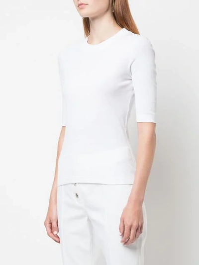 Shop Rosetta Getty Cropped Sleeve T-shirt In White