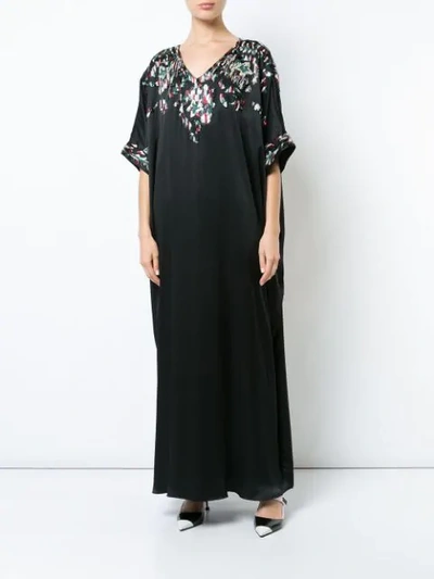 Shop Josie Natori Couture Suzani Kaftan Dress In Black