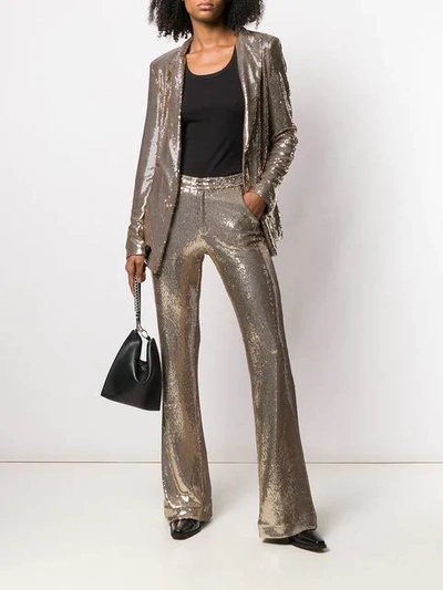 Shop Ainea Sequin Double Breasted Blazer In Gold