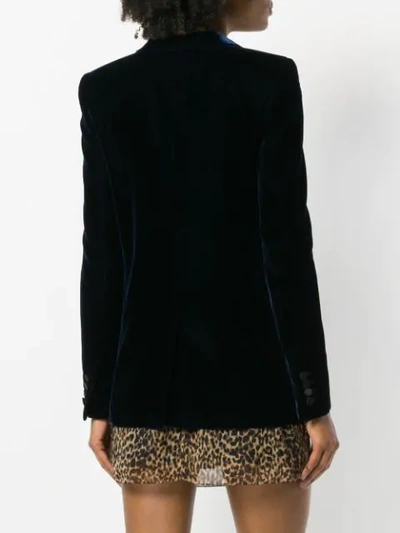 Saint Laurent Velvet Tuxedo Jacket In Blue