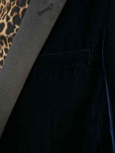 Saint Laurent Velvet Tuxedo Jacket In Blue