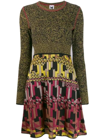 Shop M Missoni Pleat Skirt Printed Mini-dress In Yellow