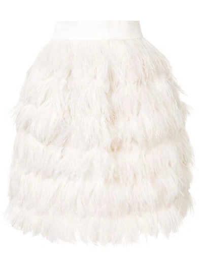 Shop Dolce & Gabbana Short Feather Skirt In White