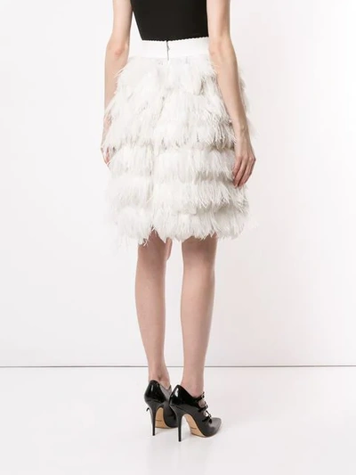 Shop Dolce & Gabbana Short Feather Skirt In White