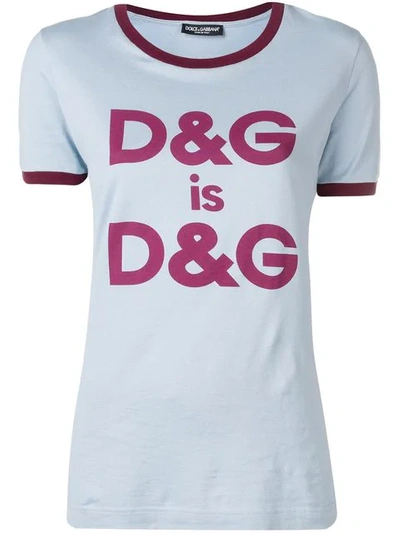 Shop Dolce & Gabbana Contrast Logo Print T-shirt In Blue
