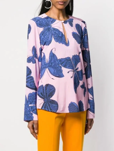 Shop Ultràchic Butterfly Print Top In Pink