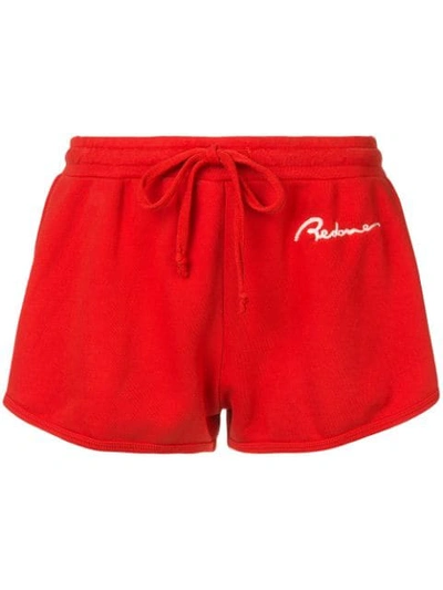 Shop Re/done Logo Runner Shorts In Red