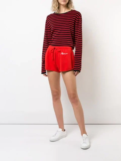 Shop Re/done Logo Runner Shorts In Red