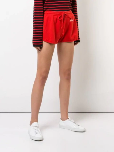 Shop Re/done Logo Runner Shorts In Red