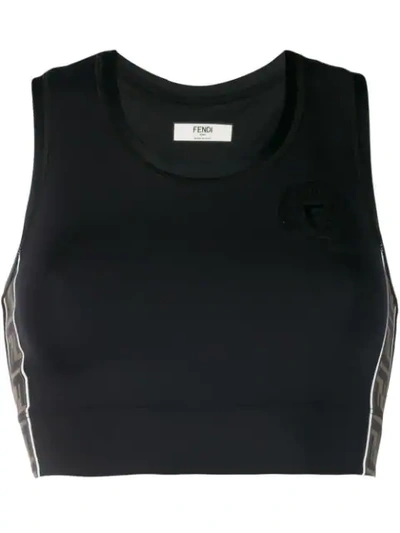 Shop Fendi Logo Crop Top In Black