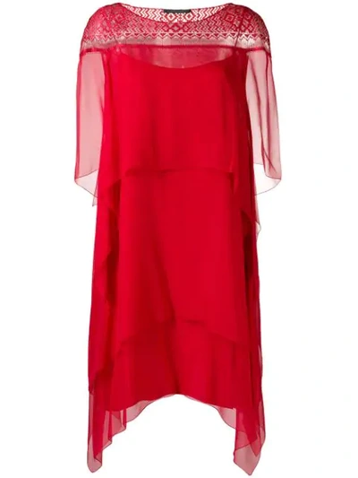 Shop Alberta Ferretti Tiered Dress In Red