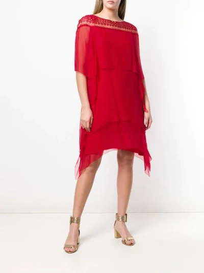 Shop Alberta Ferretti Tiered Dress In Red